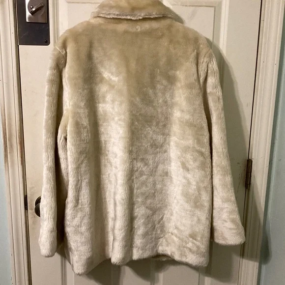 Super Soft Beige Blond Teddy Fur Coat Jacket XL - Picture 4 of 8
